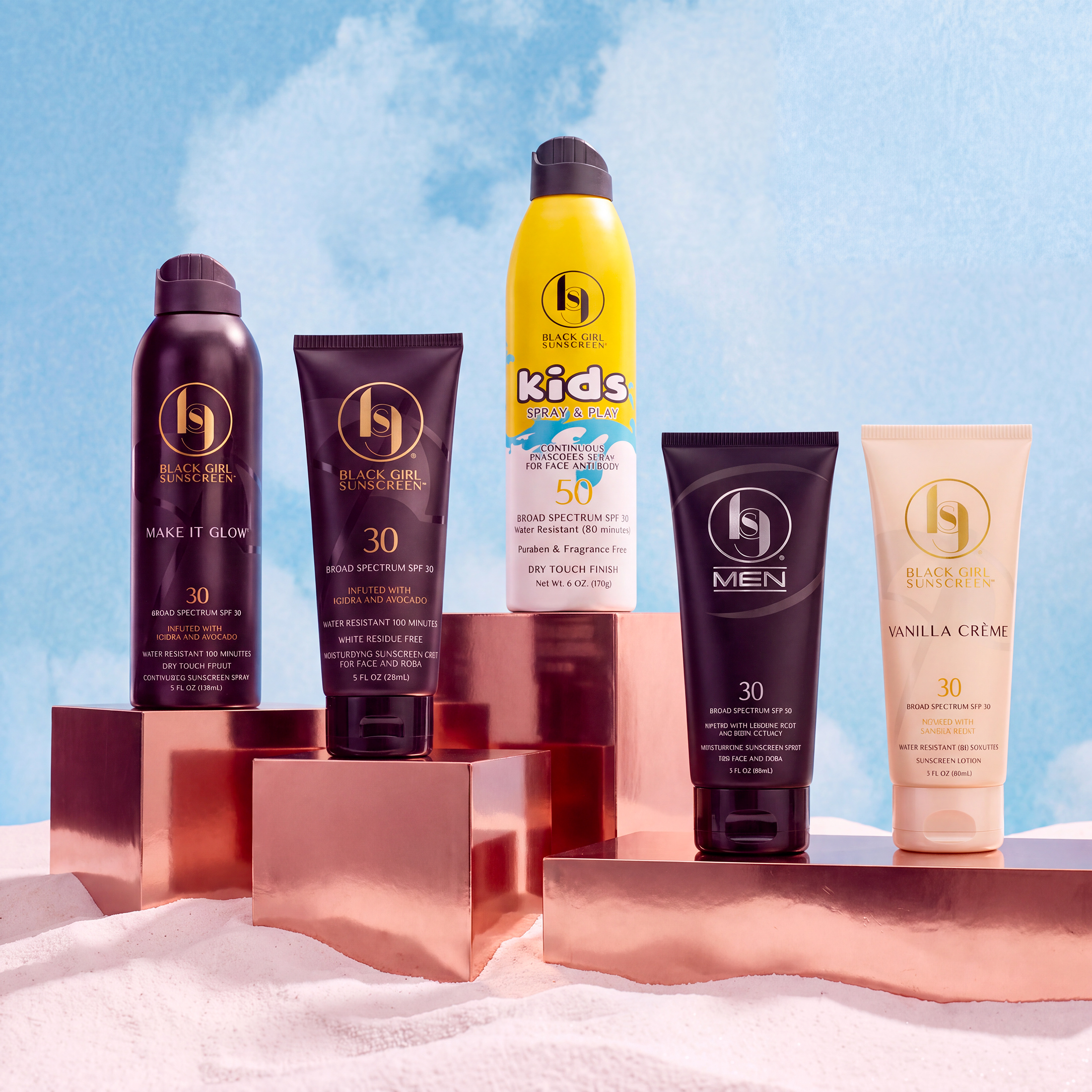 Black Girl Sunscreen product range packaging formats